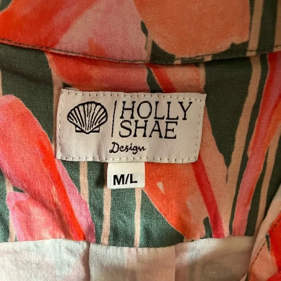 Holly Shae Arden dress w/sash in green Briland Banana Leaf print Sz M/L - Picture 3 of 6